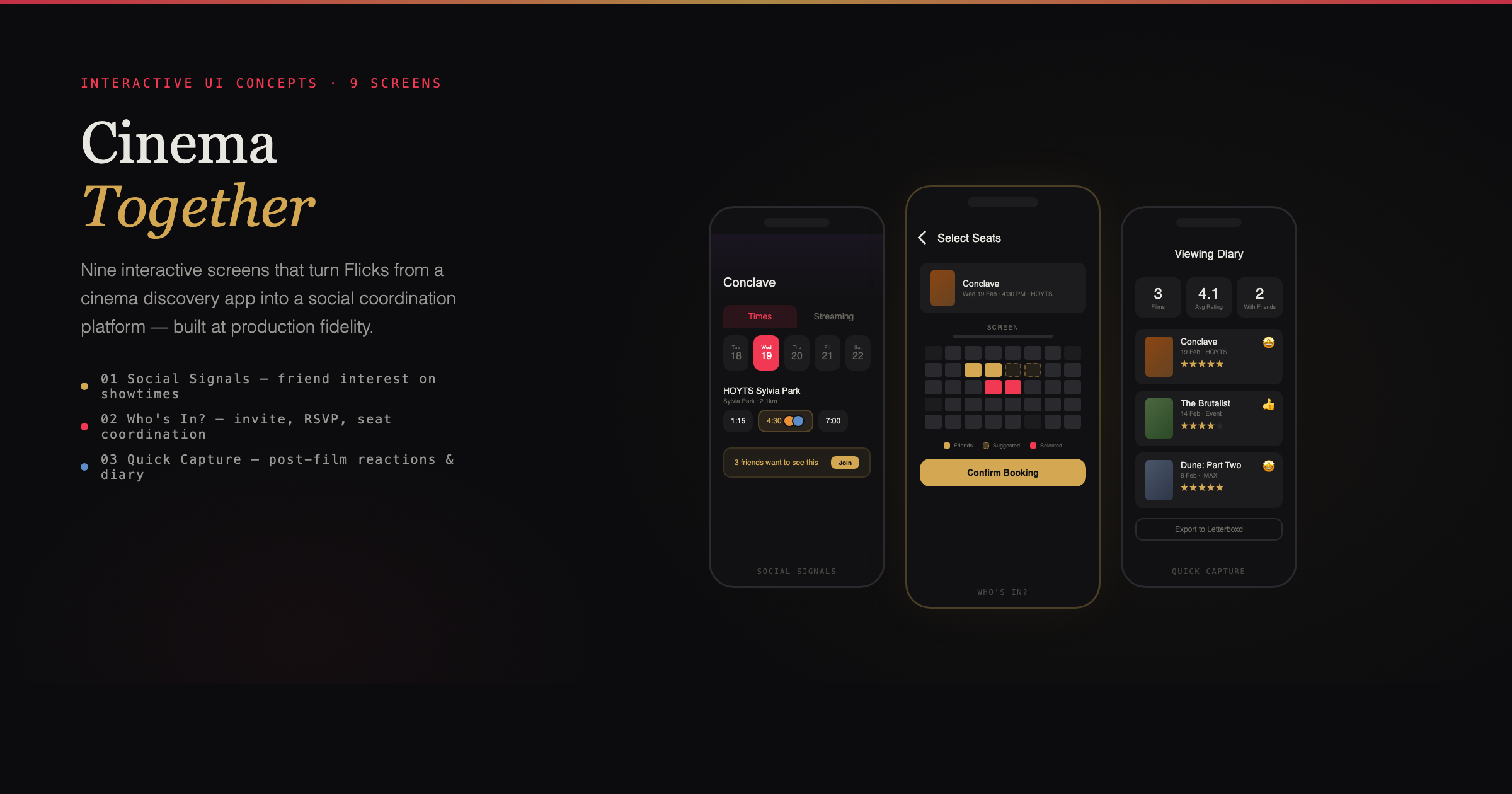 Flicks Cinema Together — social cinema experience design