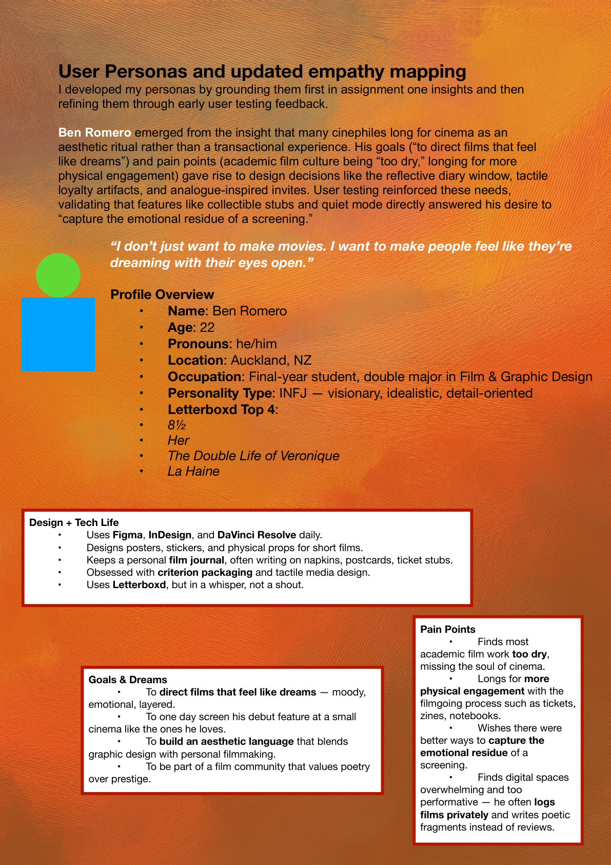 User Persona — Ben Romero, cinephile profile