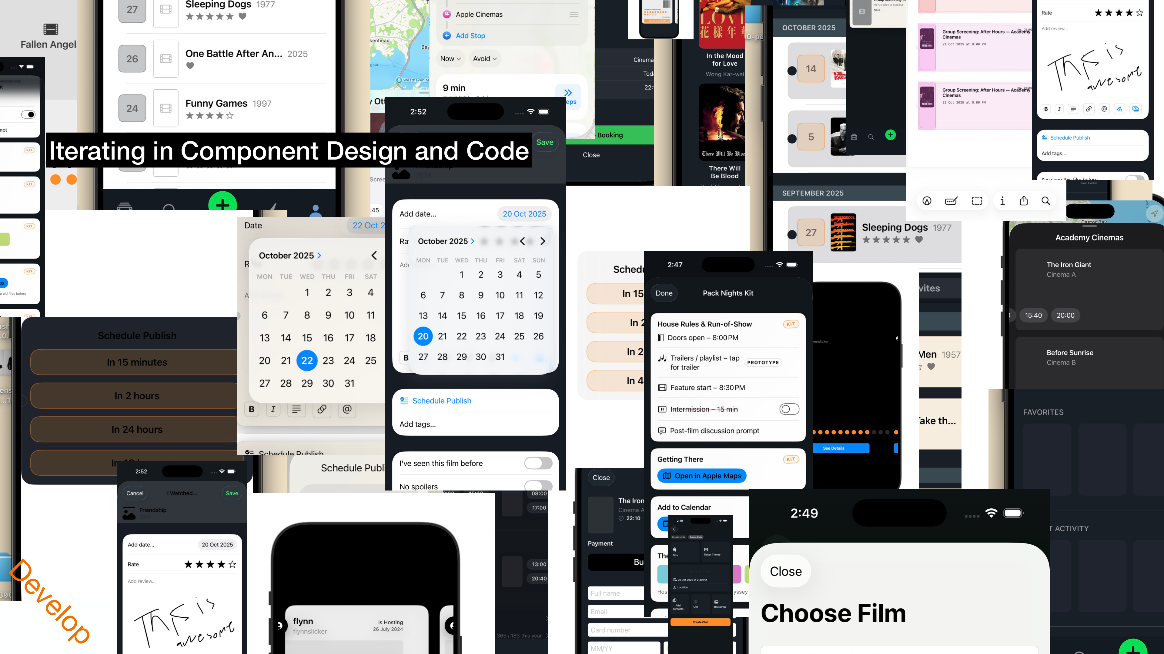 Iterating in Component Design and Code — high-fidelity screens collage