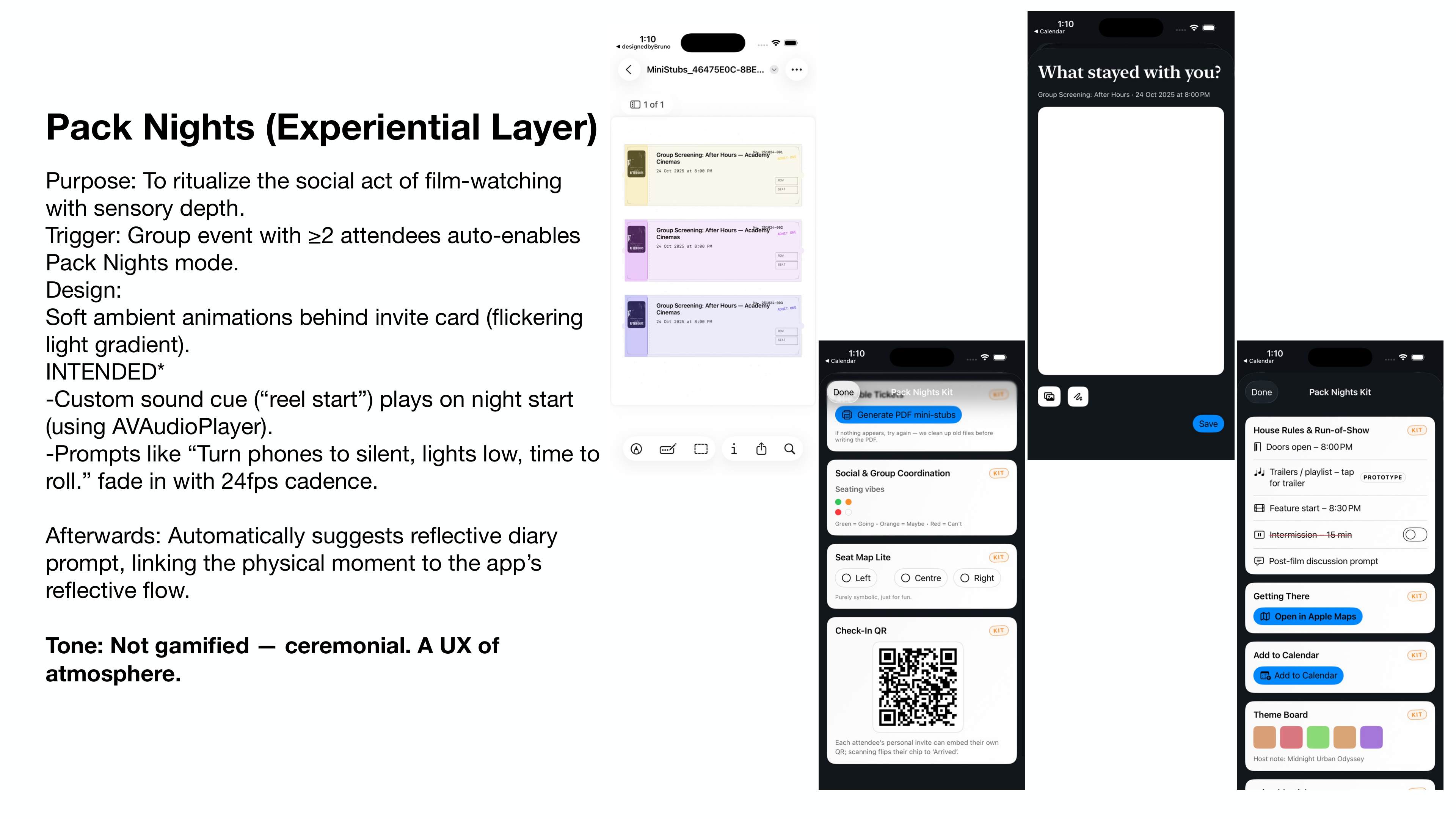 Pack Nights — experiential layer that ritualises the social act of film-watching