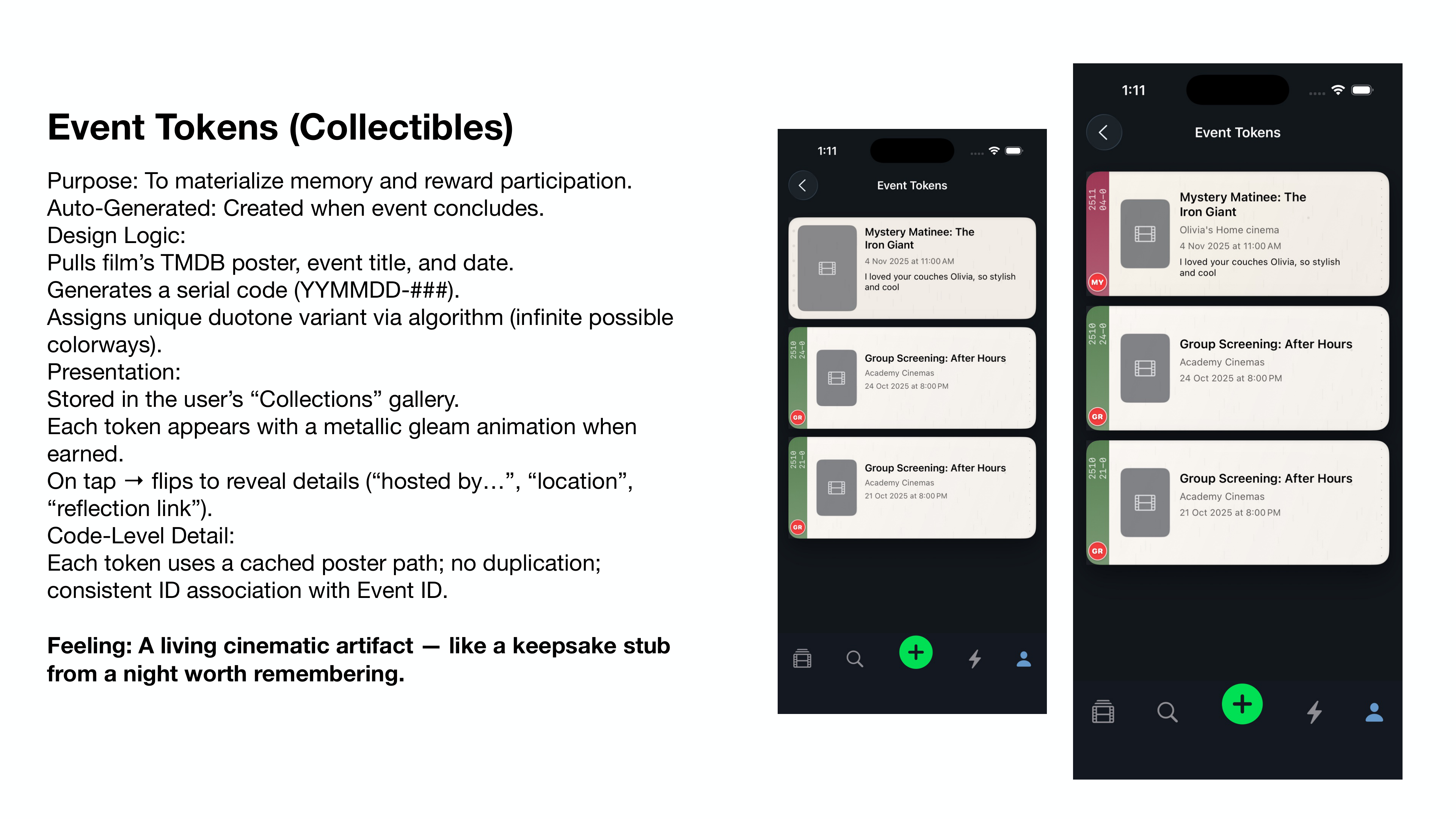 Event Tokens — collectible keepsake stubs materialising memory and participation
